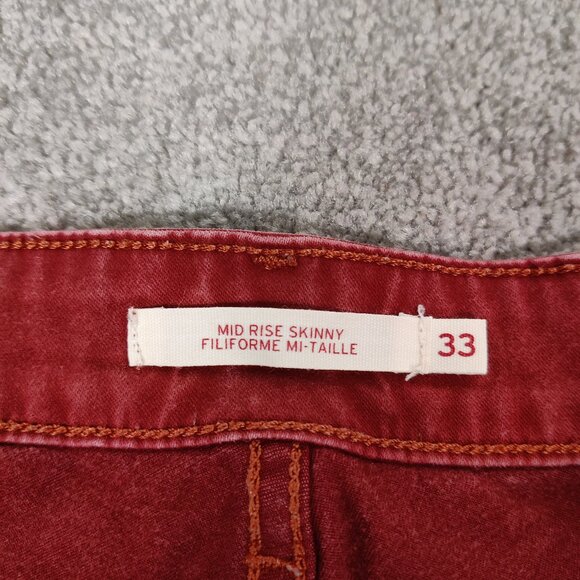 Levi's Men's Mid Rise Skinny Jeans in Brick Red Size 33 Cotton Denim Pants - Picture 5 of 14